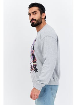 Goliath Men Crew Neck Long Sleeve Graphic Print Sweatshirt, Grey Heather  - Image 2