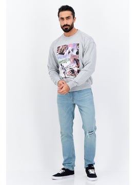 Goliath Men Crew Neck Long Sleeve Graphic Print Sweatshirt, Grey Heather  - Image 4