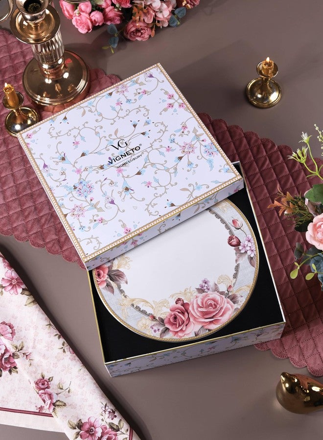 Vigneto Luxurious Floral Gold Roses Cake Stand, Cupcake and Dessert Display | Finest Premium Porcelain - Image 3