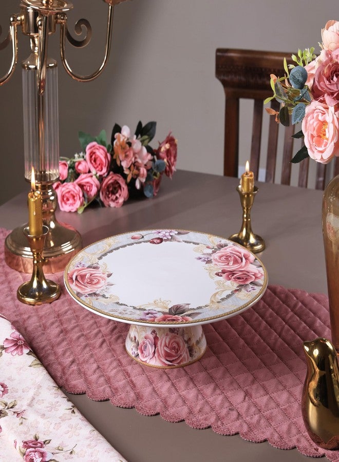 Vigneto Luxurious Floral Gold Roses Cake Stand, Cupcake and Dessert Display | Finest Premium Porcelain - Image 1