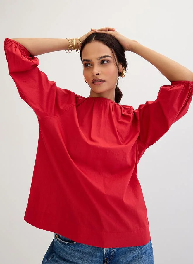 Femmella  Femmella Red Poplin Back Tie-Up Top for Women | Best Price UAE