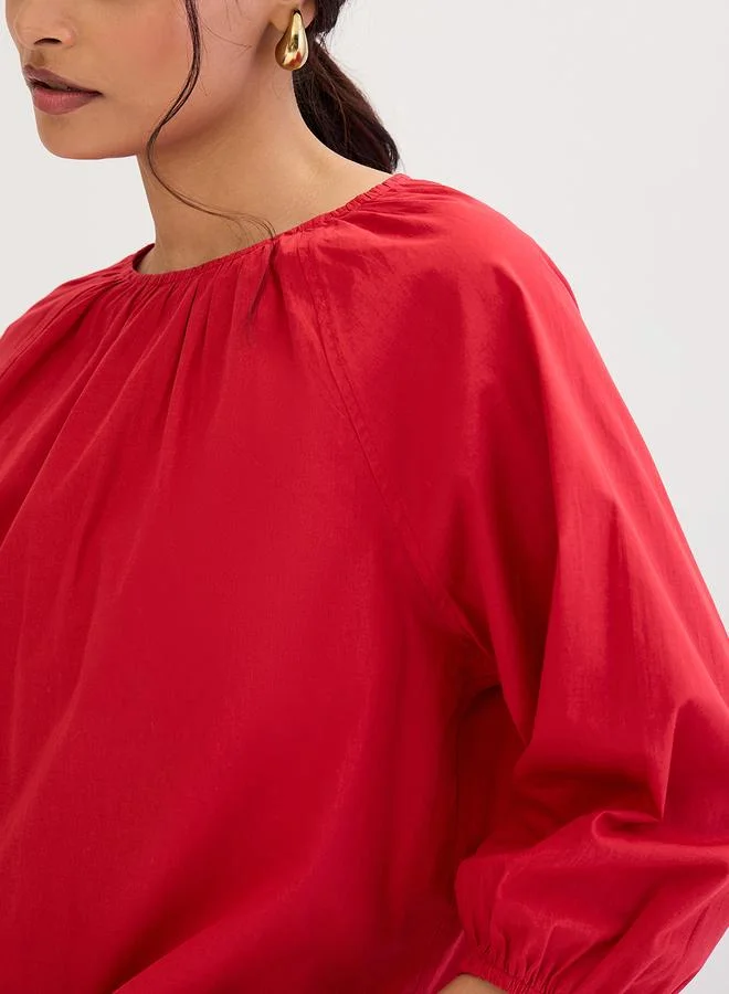 Femmella  Femmella Red Poplin Back Tie-Up Top for Women | Best Price UAE