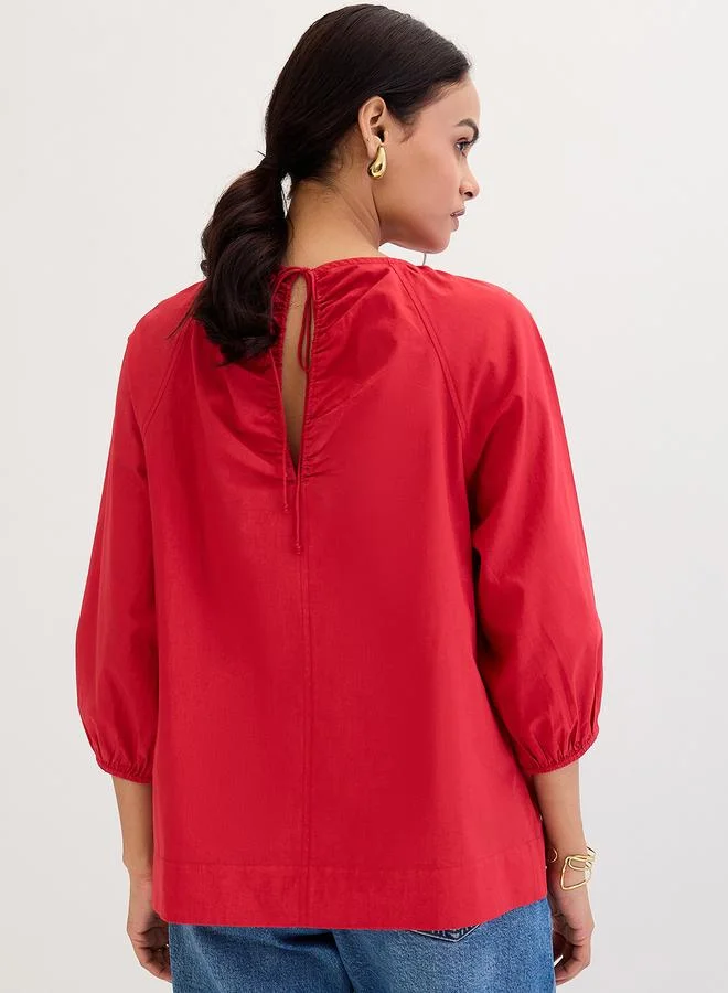 Femmella  Femmella Red Poplin Back Tie-Up Top for Women | Best Price UAE