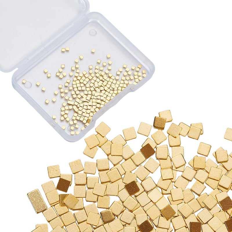 CREATCABIN CREATCABIN 200Pcs Gold Chip Solder 24K Gold Plated Brass Solder Chips Flux for Jewelry Precut Tiny Ultra Low Temp Easy Welding Solder Square for DIY Jewelry Making Repair Electronic Soldering 2x2mm  - Image 1