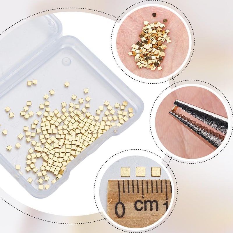 CREATCABIN CREATCABIN 200Pcs Gold Chip Solder 24K Gold Plated Brass Solder Chips Flux for Jewelry Precut Tiny Ultra Low Temp Easy Welding Solder Square for DIY Jewelry Making Repair Electronic Soldering 2x2mm  - Image 5