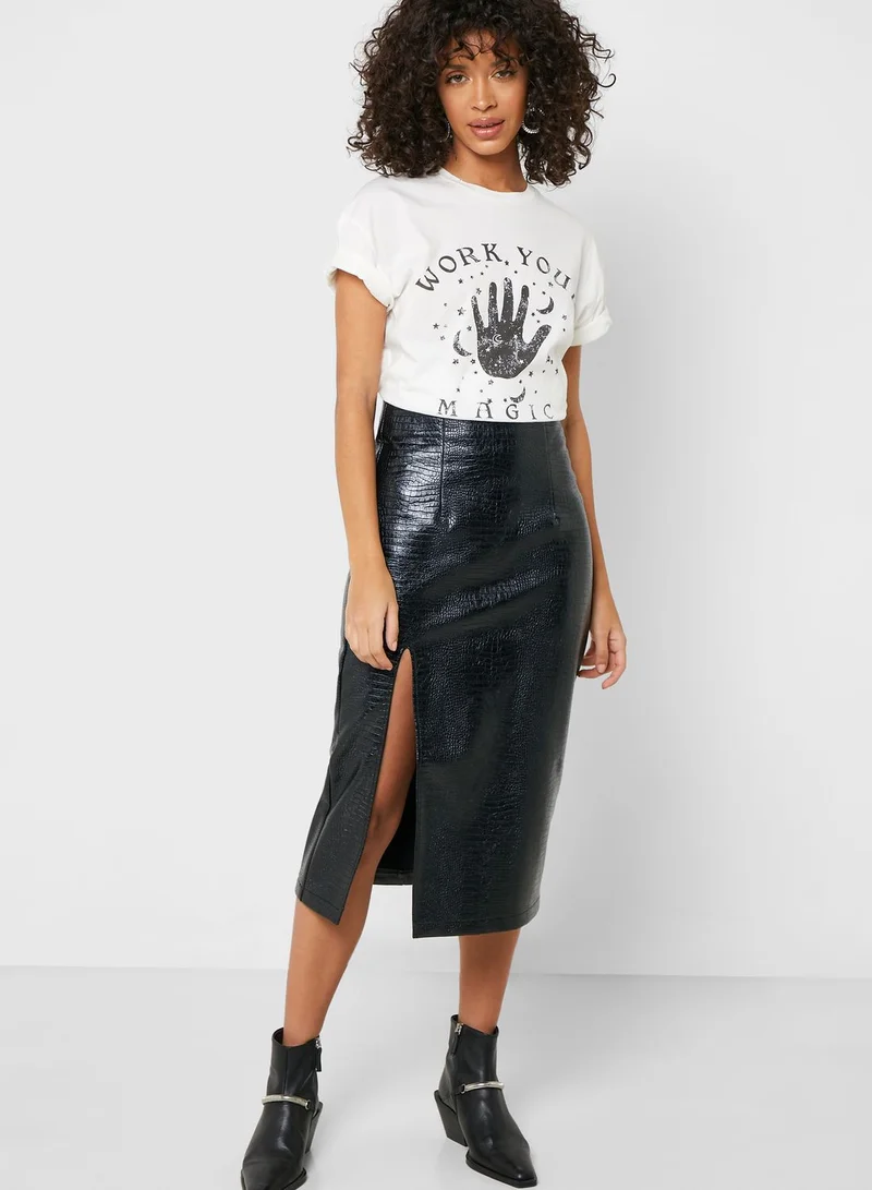 TOPSHOP Pencil PU Skirt
