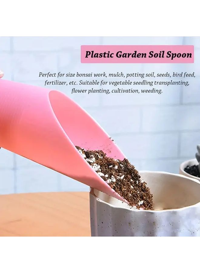 4Pcs Mini Garden Tool Set Pink Black Plastic Soil Scoop Transplanter Shovel Spade - Image 5