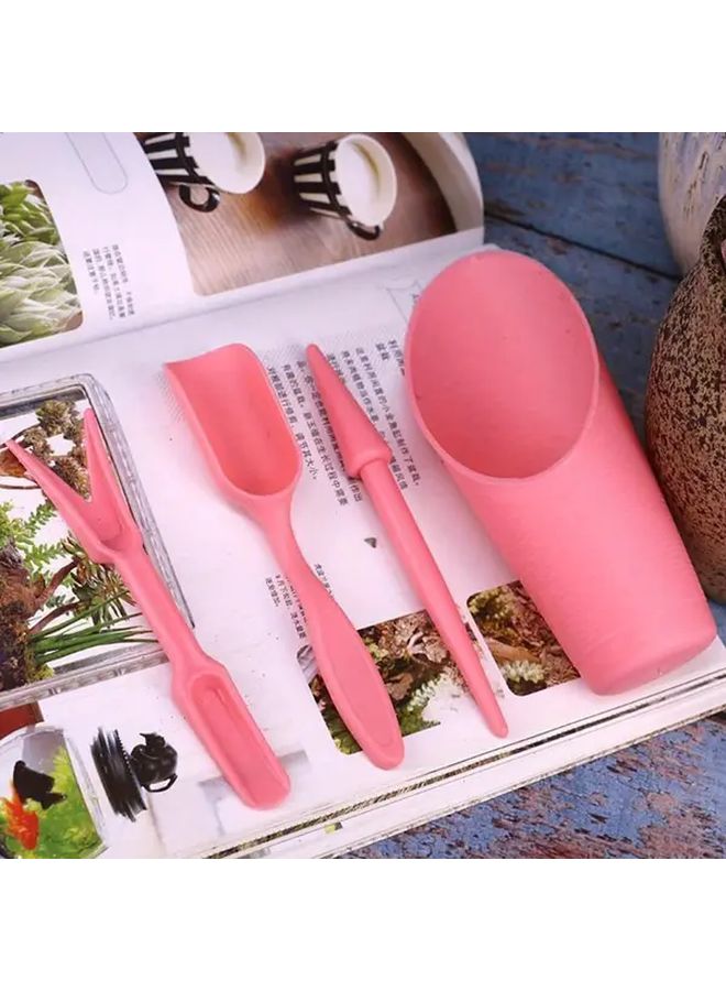 4Pcs Mini Garden Tool Set Pink Black Plastic Soil Scoop Transplanter Shovel Spade - Image 3