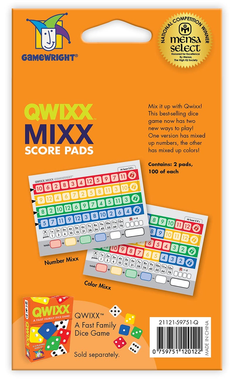 Gamewright Qwixx Mixx - Genuine Enhanced Game Play Add-On Replacement Scorecards for Qwixx - A Fast Family Dice Game, 8 + years - Image 4