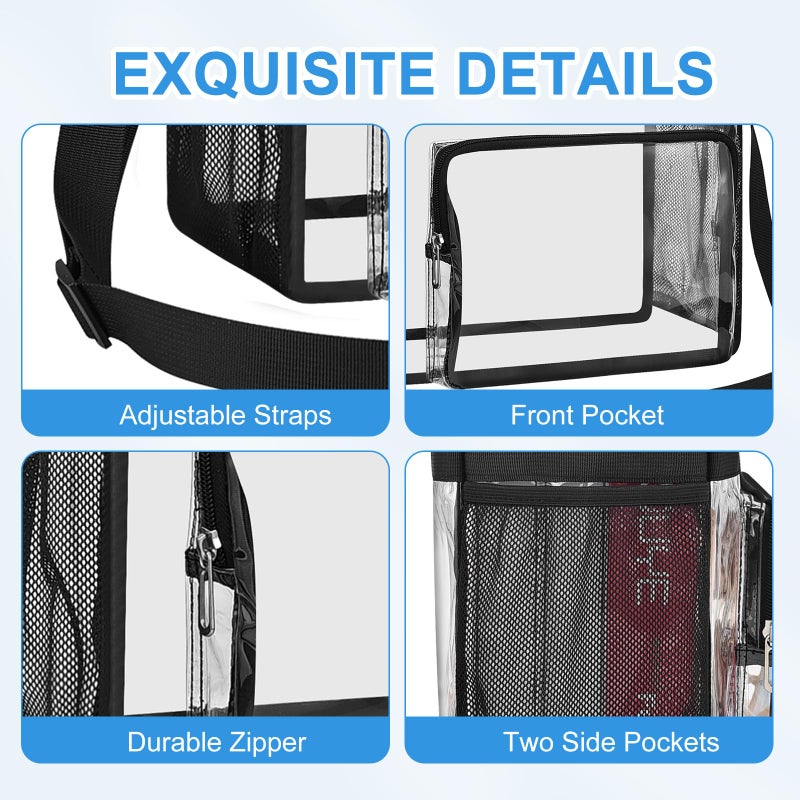 Busiuw Clear Bag for Stadium Events 12x12x6, Clear Tote Stadium Bag with Reinforced Straps for Sport Fan, Events, Travel - Image 5