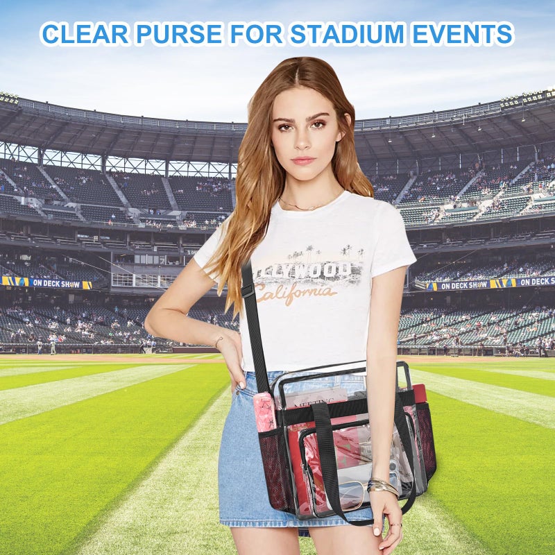Busiuw Clear Bag for Stadium Events 12x12x6, Clear Tote Stadium Bag with Reinforced Straps for Sport Fan, Events, Travel - Image 2