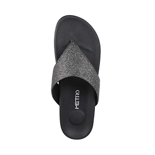 Metro Women's Silver Faux Leather Slip-on Fashion Sandals UK/6 EU/39 (32-1356) - Image 5