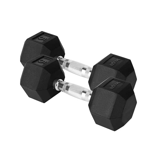 Yes4All Cast Iron - Chrome Grip Hex Dumbbell 5 lbs - Pair - Image 1