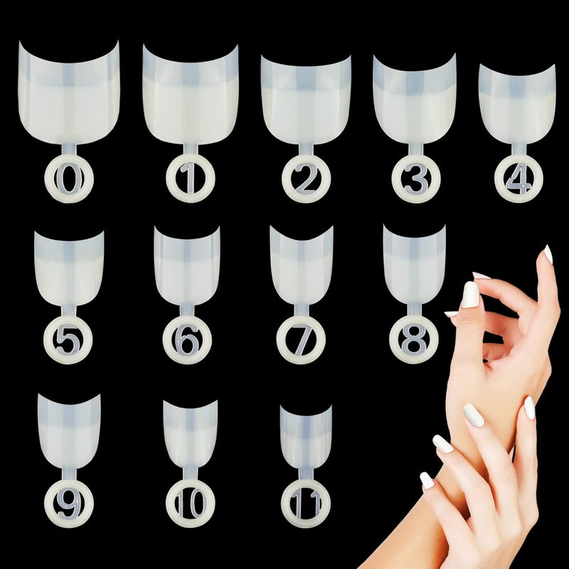 MWOOT 600Pcs Oval Short False Nail Art Tips Set Half Cover French Acrylic Fake Finger Stickers Extension Tool for DIY Salon Home Manicure Decoration 12 Sizes Natural