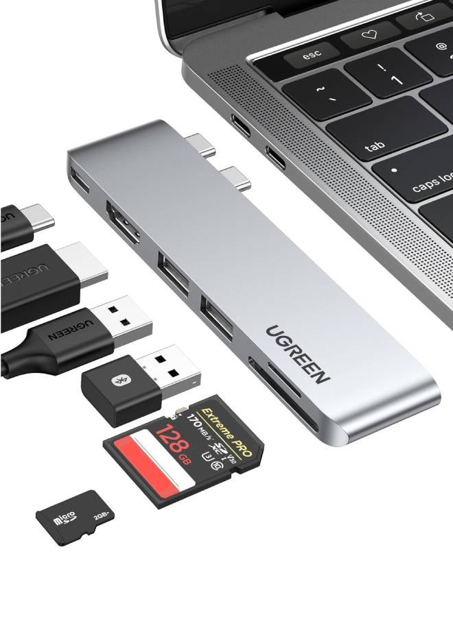 Ugreen USB C Hub for MacBook Pro 6-In-2 Type C Hub Adapter with 4K HDMI Thunderbolt 3 USB-C Port SD TF Card Reader 2*USB 3.0 for Macbook Pro/Air M1 2021/2020/2019/2018 - Image 1