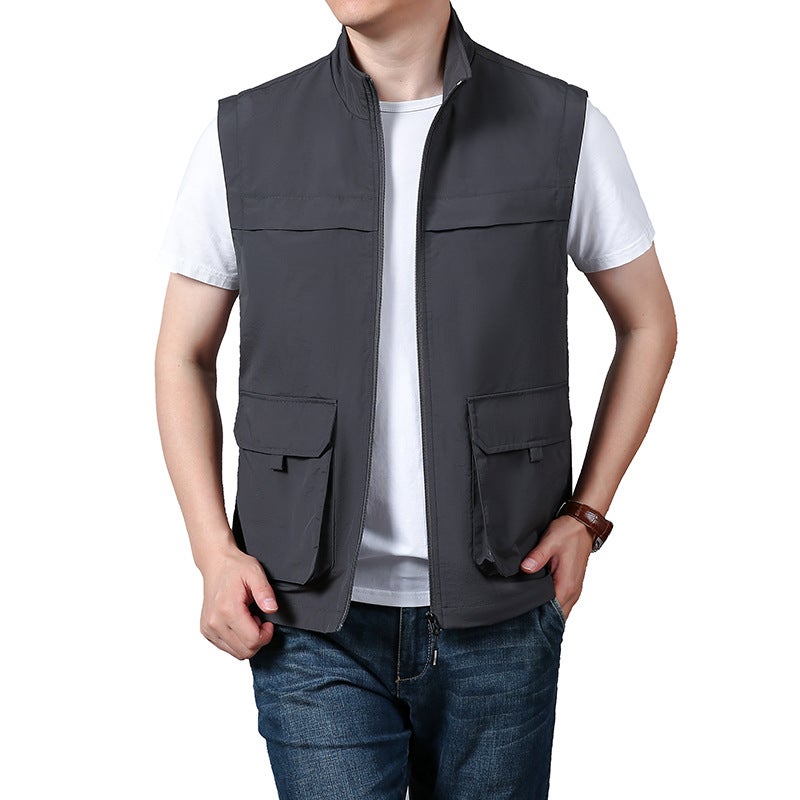 Outdoor Multifunctional Workwear Vest Zipper Multi-Pocket Jacket Plus Size Sports Jacket - Image 5