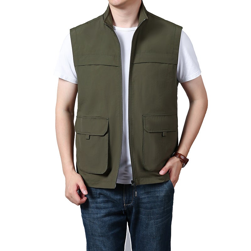 Outdoor Multifunctional Workwear Vest Zipper Multi-Pocket Jacket Plus Size Sports Jacket - Image 1