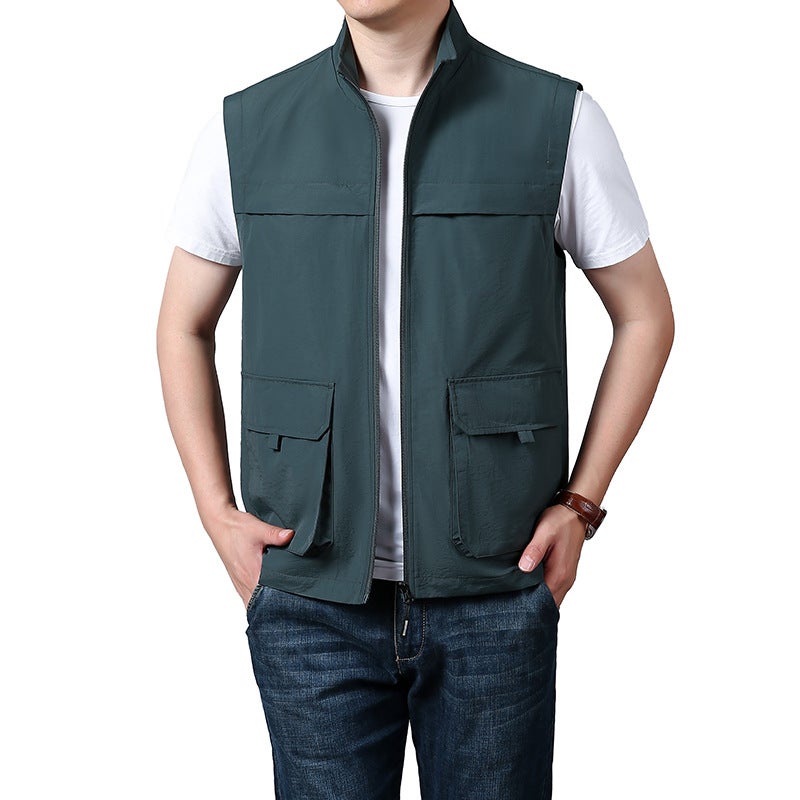 Outdoor Multifunctional Workwear Vest Zipper Multi-Pocket Jacket Plus Size Sports Jacket - Image 4