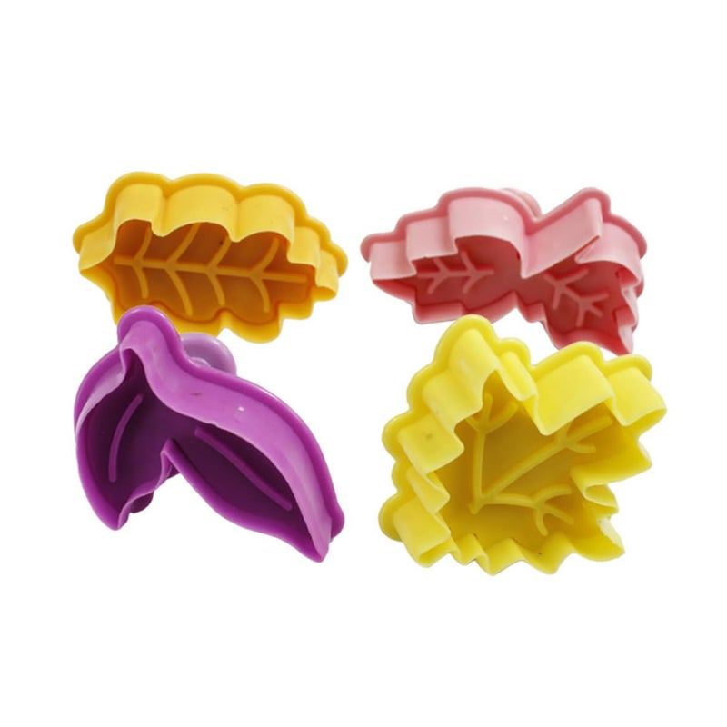 Plastic Cake Molds 4pc Set For Baking Decorating Leaves Fondant Molds Random Color - Image 2