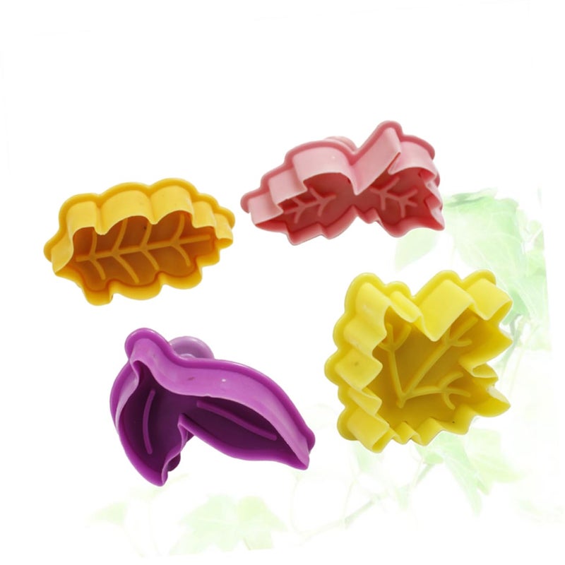 Plastic Cake Molds 4pc Set For Baking Decorating Leaves Fondant Molds Random Color - Image 4