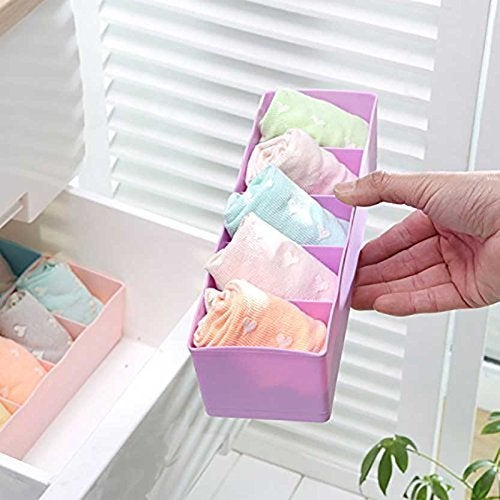 Padchaaya Padchaaya 4 Piece Multipurpose Stackable Wardrobe Organizer Rack Storage Drawer Organizer Socks Undergarments Organizer Multicolor Set of 4 - Image 2