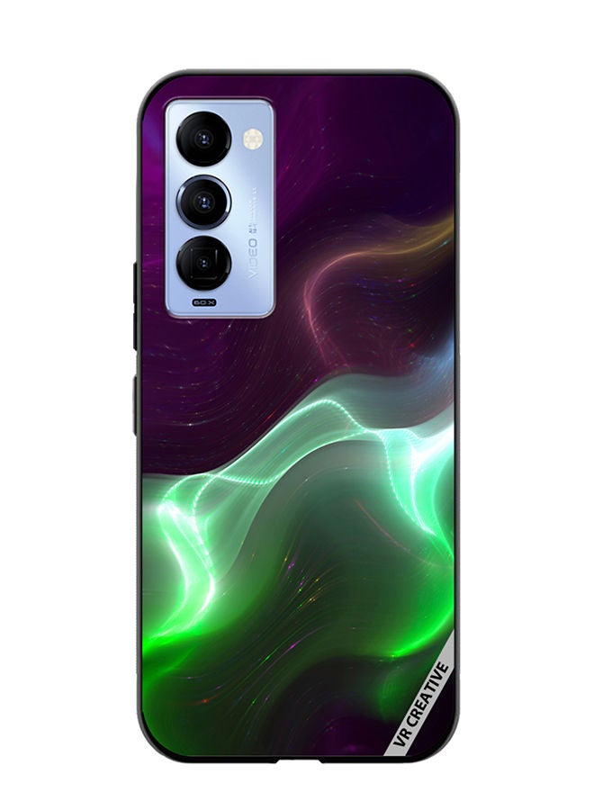 VR CREATIVE Protective Case Cover For Tecno Camon 18/18 P Abstract Wavy Neon Design Multicolour - Image 1