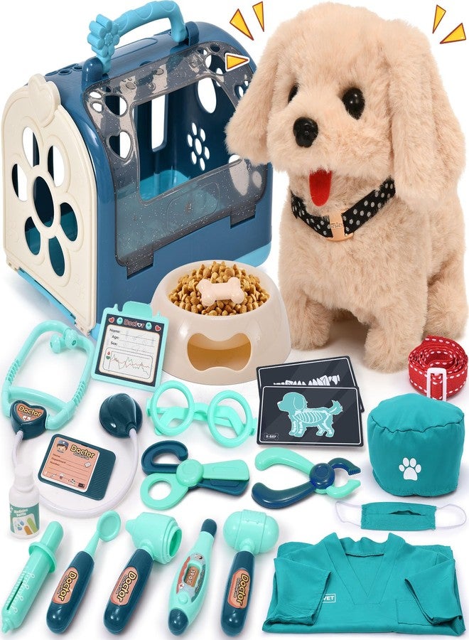 G.C 22Pcs Dog Toys for Kids Doctor Kit, Walking Barking Electronic Interactive Stuffed Dog Vet Kit Costume Pretend Play Puppy Pet Care Veterinarian Playset, Gifts for Kids Girls 3 4 5 6+ Year Old - Image 1