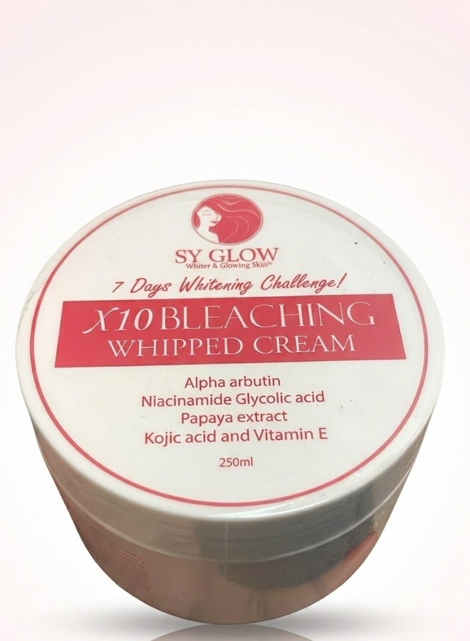 SY GLOW X10 Bleaching Whipped Cream 250 ml Skin Brightening Whitening Moisturizing Body Cream For Smooth Glowing Even Tone Skin Care - Image 1