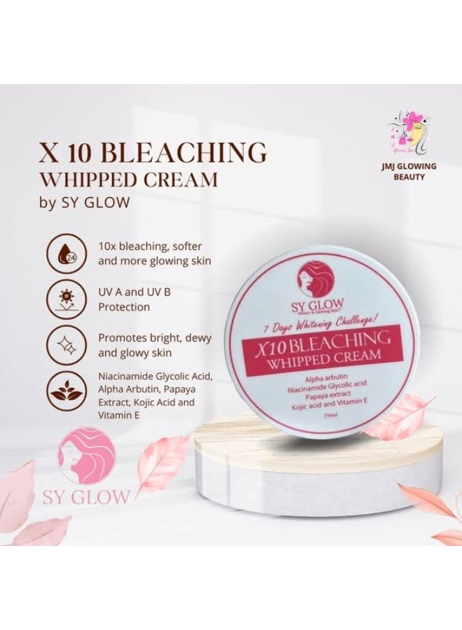 SY GLOW X10 Bleaching Whipped Cream 250 ml Skin Brightening Whitening Moisturizing Body Cream For Smooth Glowing Even Tone Skin Care - Image 3