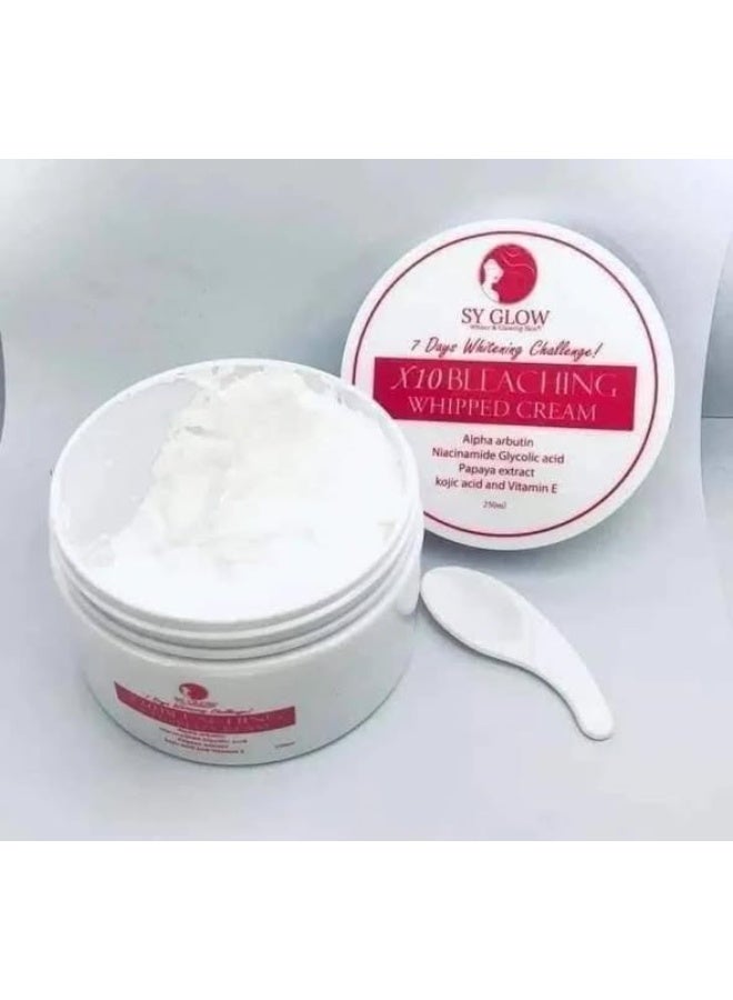 SY GLOW X10 Bleaching Whipped Cream 250 ml Skin Brightening Whitening Moisturizing Body Cream For Smooth Glowing Even Tone Skin Care - Image 2