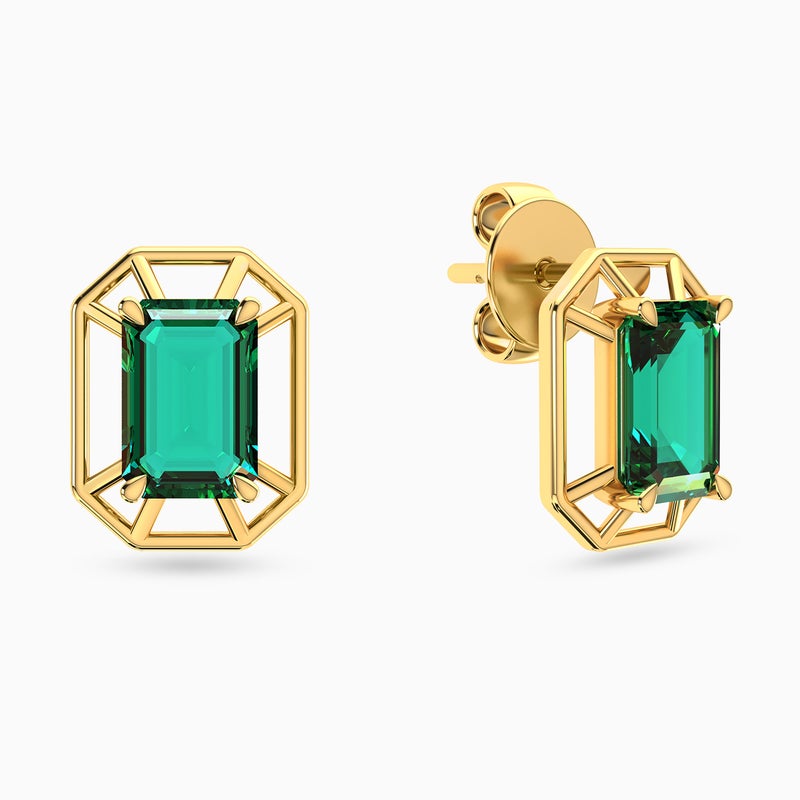 Instyle by L'azurde Octagon Green Stones Stud Earrings in 14K Gold - Image 1