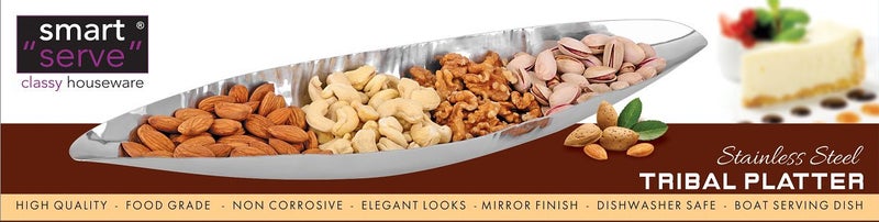smart serve Smartserve Tribal Serving Platter Stainless Steel Set of 1 - Image 4