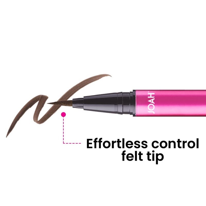 JOAH Line Up Liquid Eyeliner with Precision Felt Tip, Fast-Drying & Waterproof, Long Lasting, Smudge Proof Eye Liner, Effortless Control, Biotin Infused, Brown - Image 2