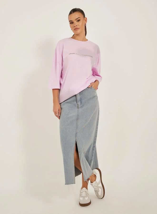 Styli Styli Oversized Graphic Print T-Shirt with Dropped Shoulders