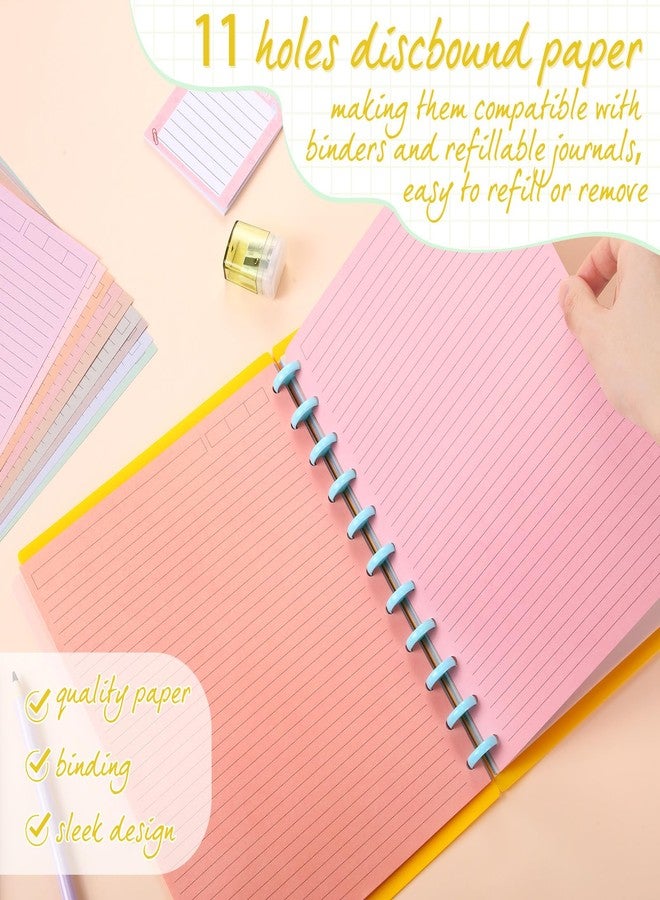 PerKoop 12 Pack Colored Discbound Refill Paper 11 Disc Letter Size Lined Paper 480 Sheets 8.5 x 11 Inch College Ruled Multicolored Refill Notebooks Disc Paper for Refill Paper Journaling (Soft Color) - Image 4