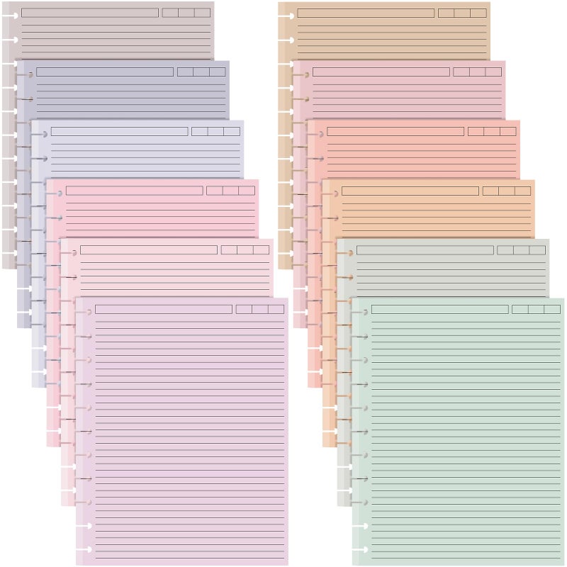 PerKoop 12 Pack Colored Discbound Refill Paper 11 Disc Letter Size Lined Paper 480 Sheets 8.5 x 11 Inch College Ruled Multicolored Refill Notebooks Disc Paper for Refill Paper Journaling (Soft Color) - Image 1
