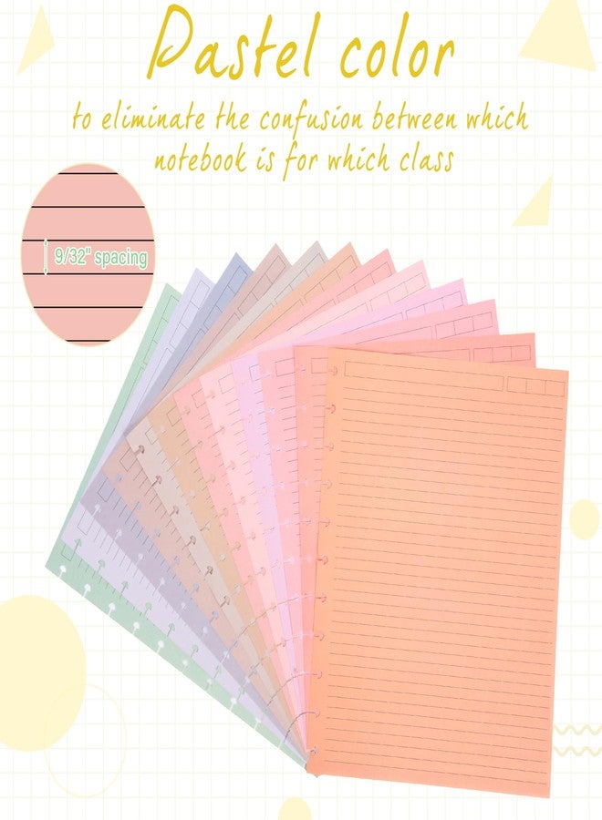 PerKoop 12 Pack Colored Discbound Refill Paper 11 Disc Letter Size Lined Paper 480 Sheets 8.5 x 11 Inch College Ruled Multicolored Refill Notebooks Disc Paper for Refill Paper Journaling (Soft Color) - Image 3