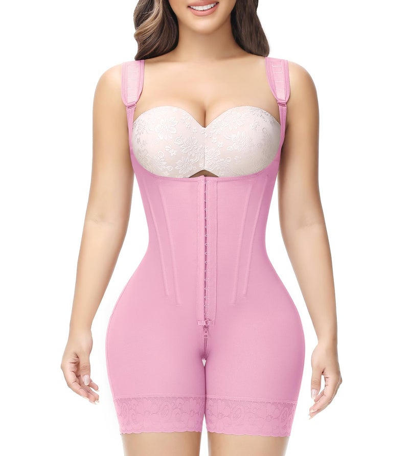 SHAPSHE Fajas Colombianas Reductoras Y Moldeadoras Stage 123 Curvy Faja 360 High Compression BBL Corset Hourglass Shapewear Plus Size Shaping Girdles for Waist Abdomen Pink