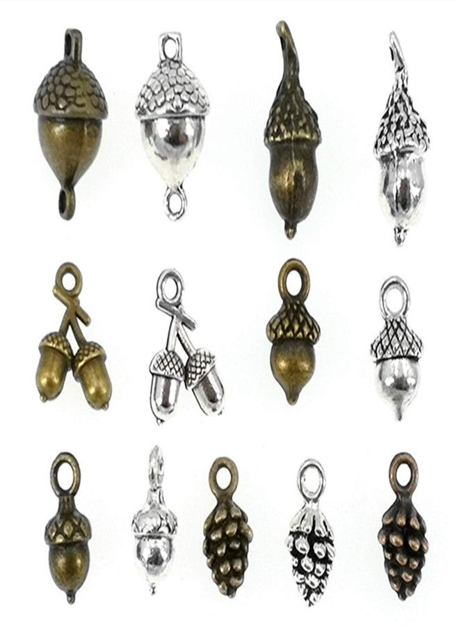 Kinteshun Christmas Acorn and Pine Cone Charm, Assorted Nuts Charm Pendant Bead for DIY Jewelry Making Findings(50pcs) - Image 2