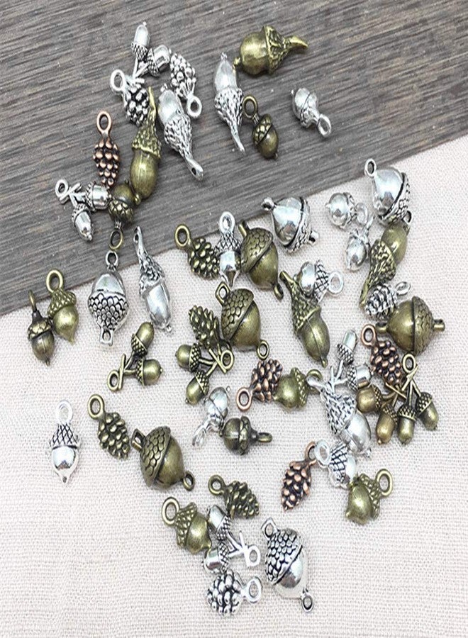 Kinteshun Christmas Acorn and Pine Cone Charm, Assorted Nuts Charm Pendant Bead for DIY Jewelry Making Findings(50pcs) - Image 4