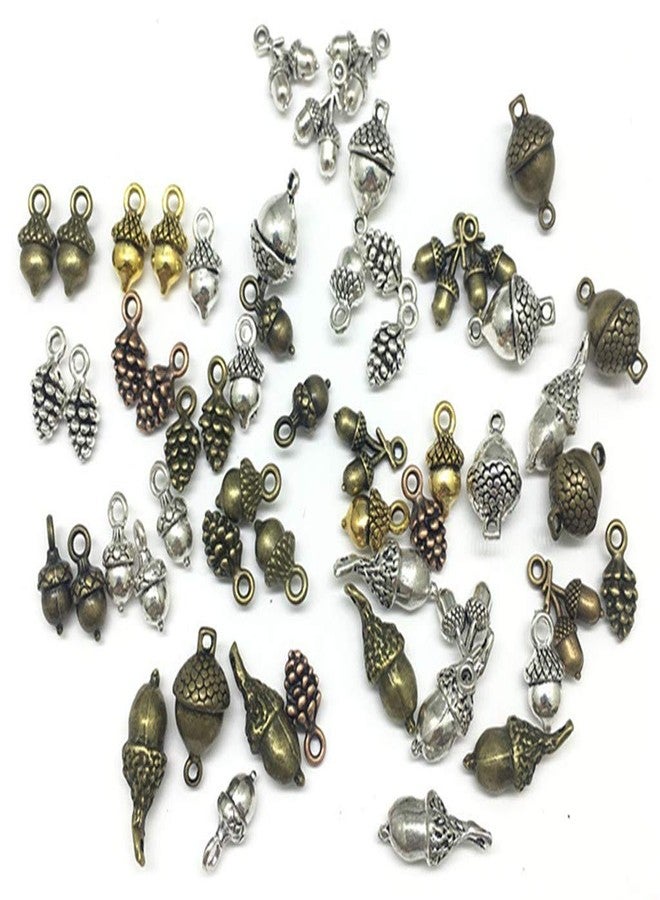 Kinteshun Christmas Acorn and Pine Cone Charm, Assorted Nuts Charm Pendant Bead for DIY Jewelry Making Findings(50pcs) - Image 1