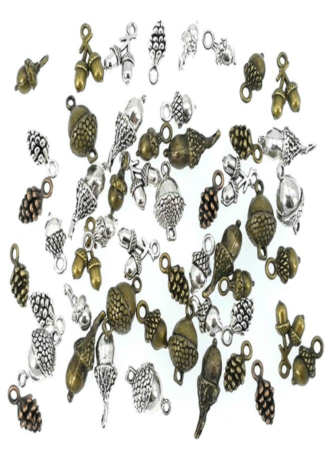 Kinteshun Christmas Acorn and Pine Cone Charm, Assorted Nuts Charm Pendant Bead for DIY Jewelry Making Findings(50pcs) - Image 3