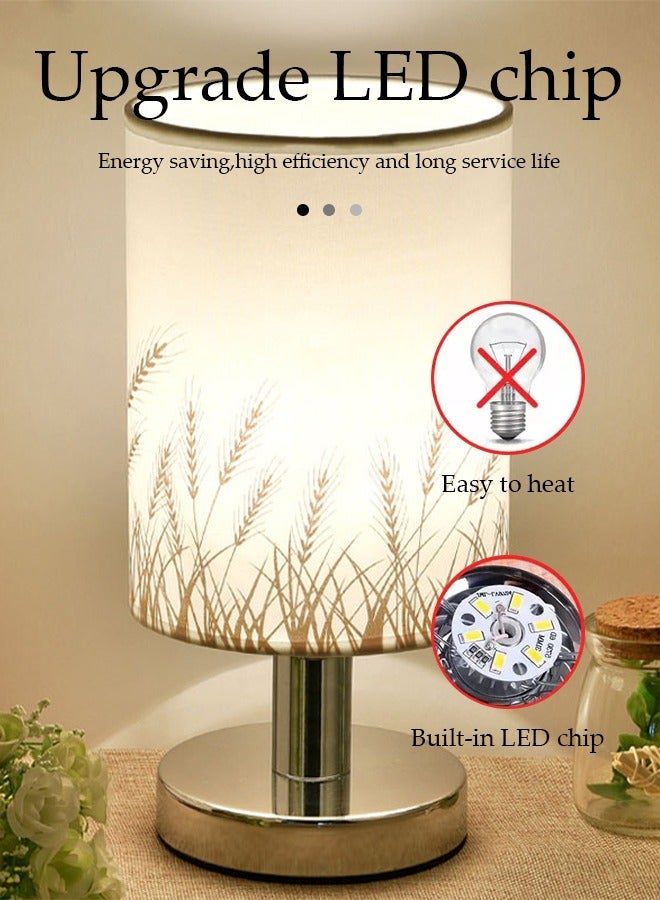 DUNISO Bedside Table Lamp，USB Desk Lamp with Touch Switch,Small Table Lamp for Bedroomwith Round Flaxen Fabric Shade And LED Bulb，for Home Bedroom Living Room Office - Image 5