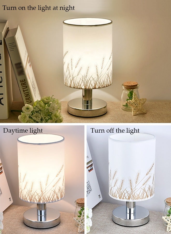 DUNISO Bedside Table Lamp，USB Desk Lamp with Touch Switch,Small Table Lamp for Bedroomwith Round Flaxen Fabric Shade And LED Bulb，for Home Bedroom Living Room Office - Image 4