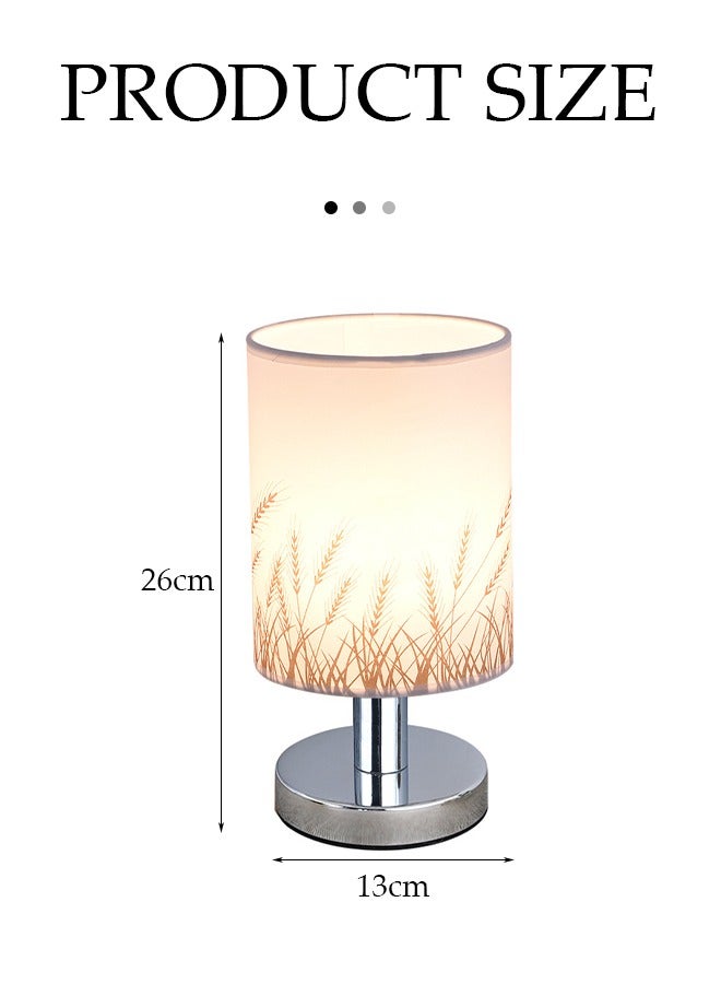 DUNISO Bedside Table Lamp，USB Desk Lamp with Touch Switch,Small Table Lamp for Bedroomwith Round Flaxen Fabric Shade And LED Bulb，for Home Bedroom Living Room Office - Image 2