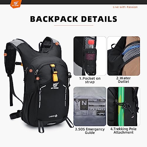 SKYSPER Small Hiking Backpack - 15L Travel Daypack Lightweight Bag Water Resistant Hiking Backpacks for Women Men - Image 5
