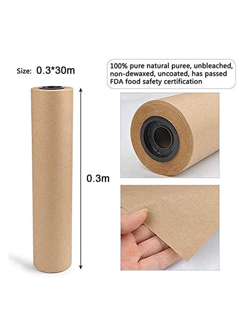 Generic Kraft Paper Roll Brown Packing 0.3m x 30M Ideal for Arts Crafts Gifts Postal Shipping Wrapping Floor Covering Table Runners  - Image 3