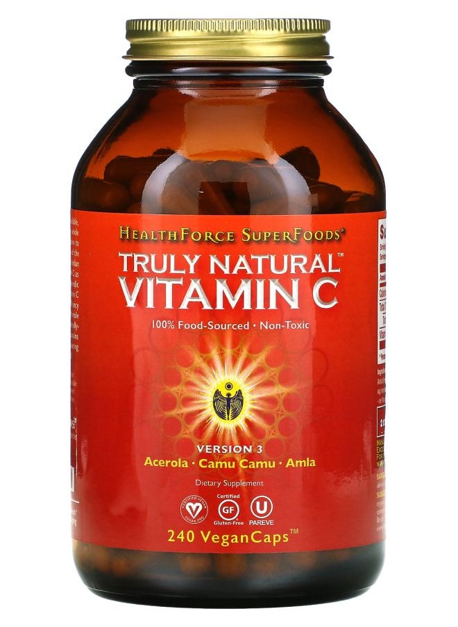 HEALTHFORCE SUPERFOODS - Truly Natural Vitamin C Version 3 240 Vegan Caps - Image 1