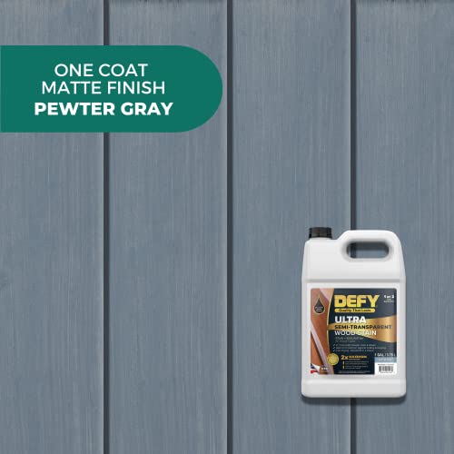 DEFY Ultra Semi-Transparent Outdoor Wood Stain and Sealer in One – Pewter Gray, 1 Gallon, Deck Stain and Sealer | Rich Color and Satin Sheen for All Wood Types - Image 2