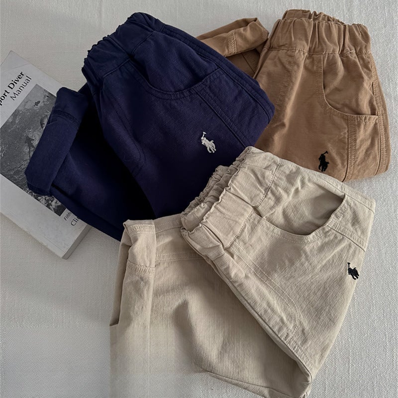 Children'S Straight-Leg Pants Autumn Style Unisex Solid Color Embroidered Carrot Pants Baby Trendy Casual Pants - Image 4